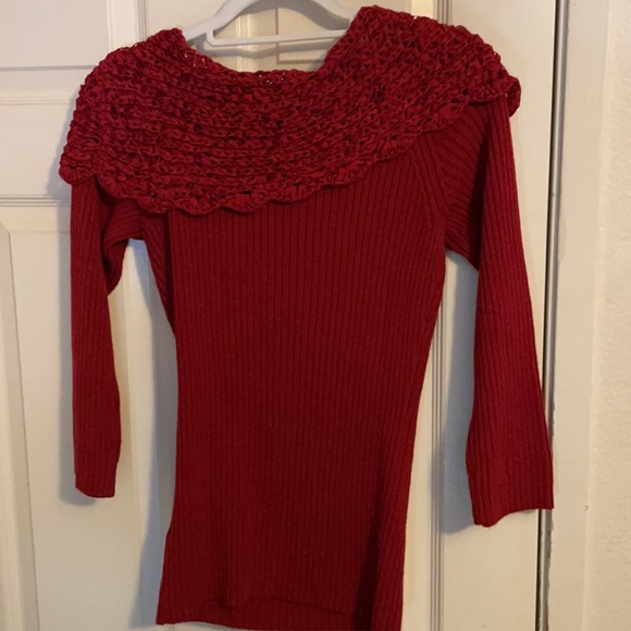 IZ Byer California red tunic sweater size Medium 3/4 sleeves - Picture 5 of 11